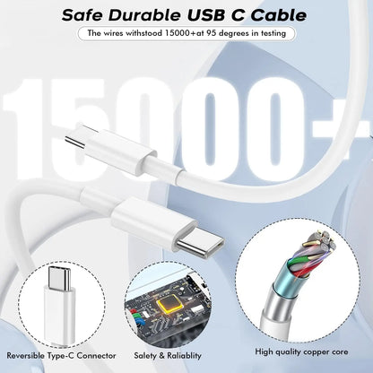 Type C to Type C Cable 100W PD Fast Charging For iPhone 15 Plus 16 Pro Samsung Huawei Xiaomi OPPO USB C to USB C Charger Cable