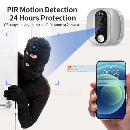 KAK Wifi Smart Door Bell Camera 4.3" Video Door Peephole Door Viewer 170 Degree Motion Detection Tuya APP Alexa Google Assistant
