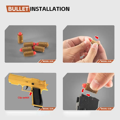 Outdoor Games Gold Desert Eagle Soft Bullet Toy Gun Launcher Automatic Shell Throwing Continuous Pistol Adult Boy Catapult Gifts