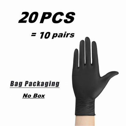 Black Nitrile Disposable Gloves 20/50/100Count Latex Free Home Cleaning Gloves Textured Mechanic Tattoo Hair Dye Beauty Gloves
