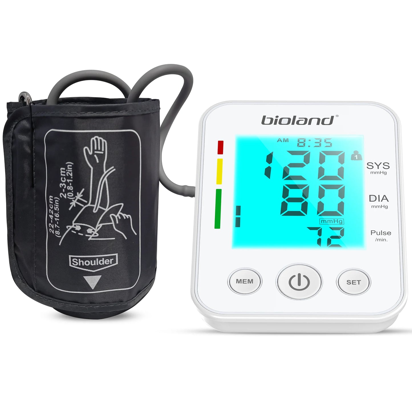 bioland 2008 Blood Pressure Monitor Tensiometer Upper Arm Automatic Digital BP Machine Heart Rate Monitor Backlight Blood Press