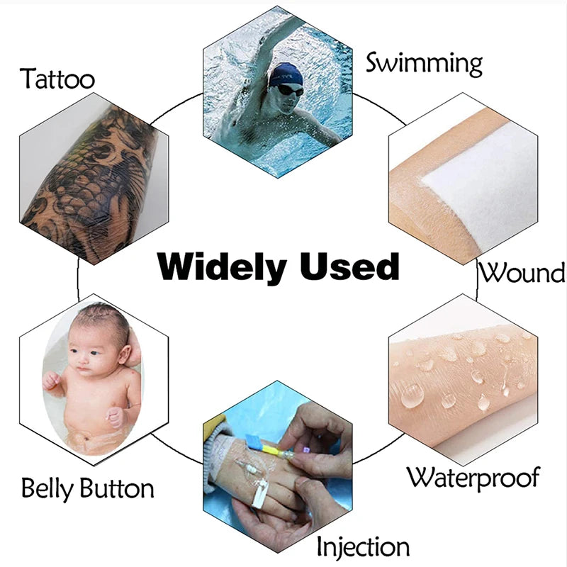 1Roll Waterproof Medical PU Film Tattoo Aftercare Film Repair Sticker Tube Plaster Wound Dressing Fixation Transparent Tape 10M