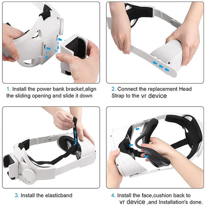 Adjustable Head Strap For Oculus Quest 2 Halo Strap With Powerbank Fixing Bracket Enhanced Headband For Quest2 VR Accessories