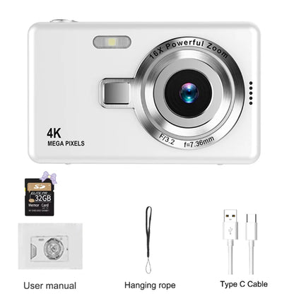 4K HD 1080P Digital Camera 32G 50MP Portable Vlogging Camera 16XZoom Camcorder Camera Children Camera Video Camera For Kid Adult