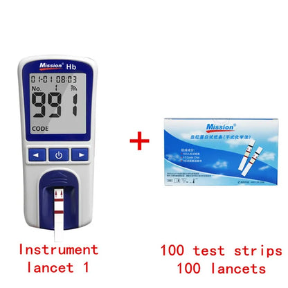 Hemoglobin Analysis Tester Meter Household Hb Analyzer Anemia Tester Strip With 50 Test Paper Home Medical Instrument