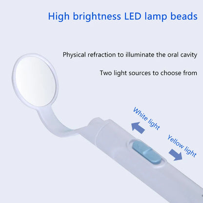 Dental Led Light Mouth Mirror Portable Reusable Dentist Oral Checking Anti Fog Bright Tooth Care Hygiene Clean Instrument