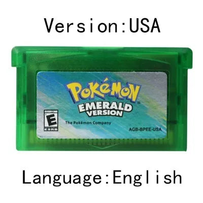 GBA Game 32 Bit Video Game Cartridge Console Card Pokemon Emerald Ruby FireRed LeafGreen Sapphire Multi-language for GBA/NDS
