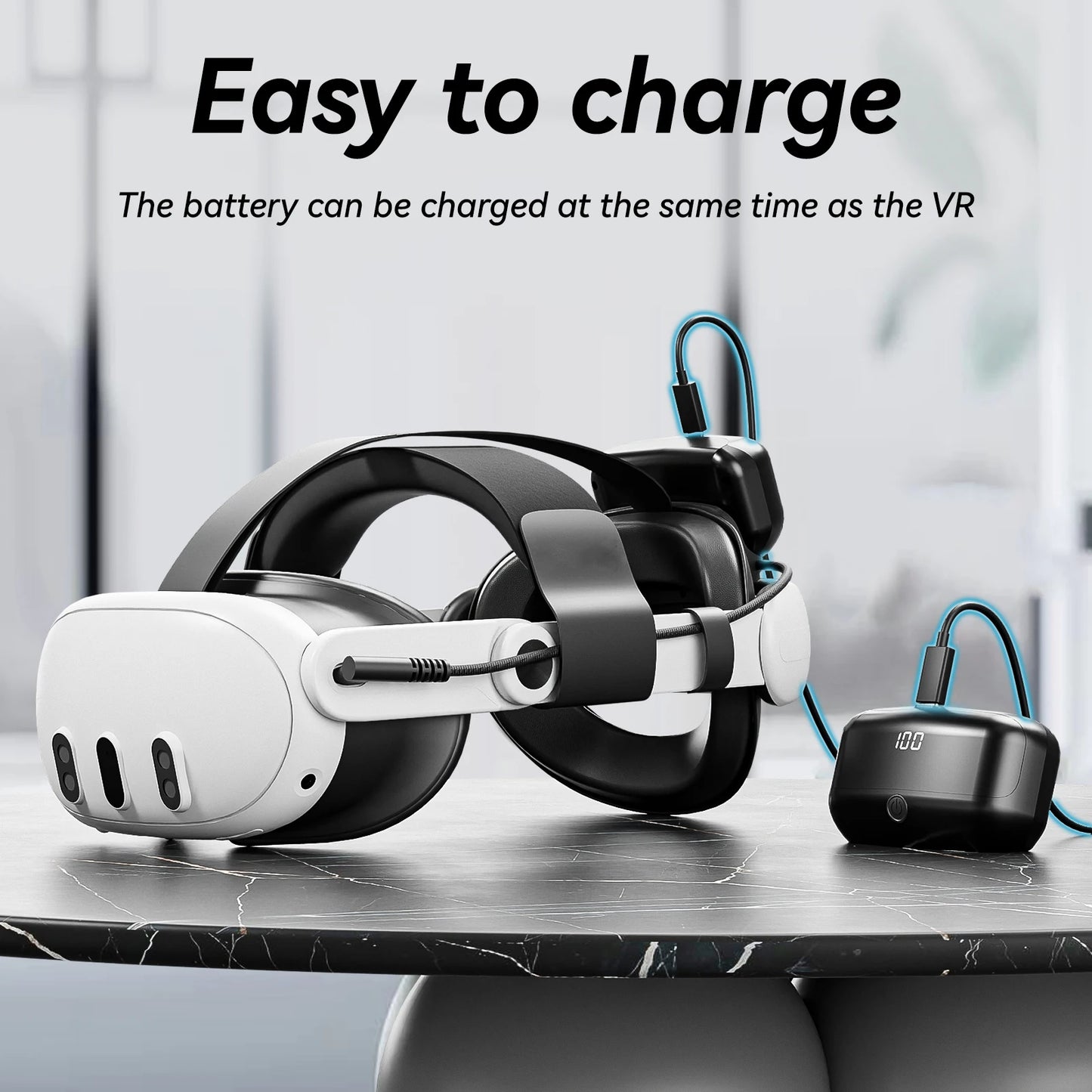 GOMRVR Battery Head Strap compatible with Meta Quest 3/3S Replacement of Elite Strap 20 watt Magnetic Fast Charge 10000 battery