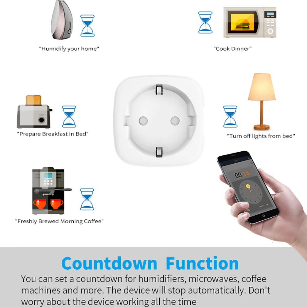 Smart Plug WiFi Socket EU 16A/20A With Power Monitor Timing Function Tuya Smart Life APP Control Works With Alexa Google Home