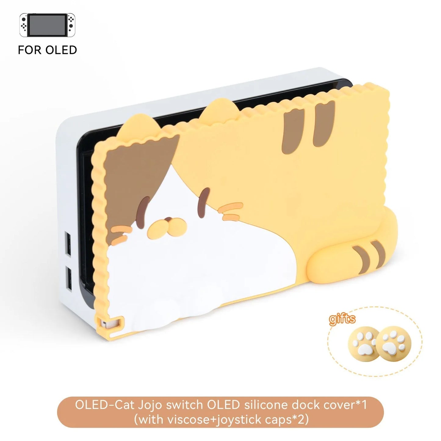 GeekShare Charging Dock Case for  Nintendo Switch OLED Kawaii 3D Cat Jojo Silicone Soft Dock Shell NS Game Accessories