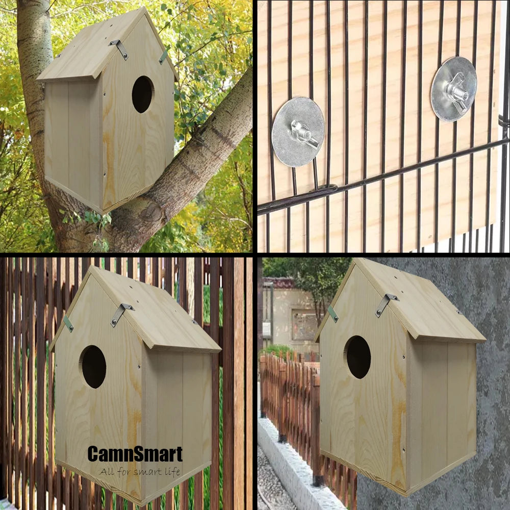 Tuya Smart Bird Watching Camera Wireless Outdoor Wild Indoor Wifi Bird Nest HD 4MP Lens Natural Wooden House for Christmas Gift