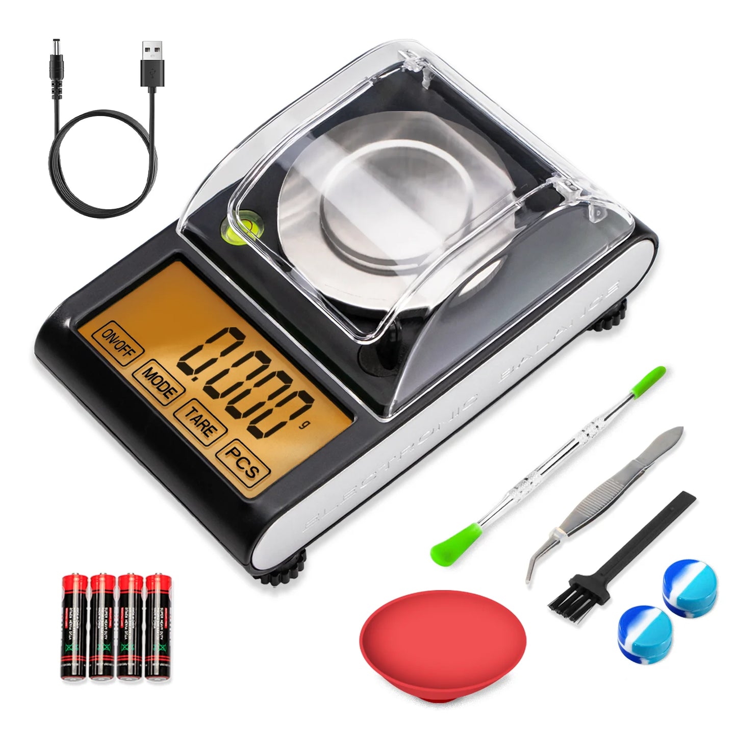 Milligram Scale 50 grams x 0.001 grams, large LCD display 6 weighing units for refilling capsule supplement medications