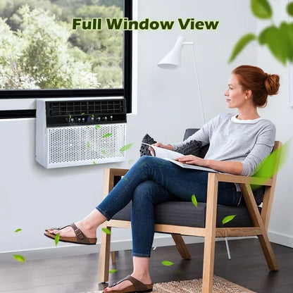 10000BTU ultra quiet U-shaped window air conditioner, full window landscape, remote control, cooling to 450 square feet