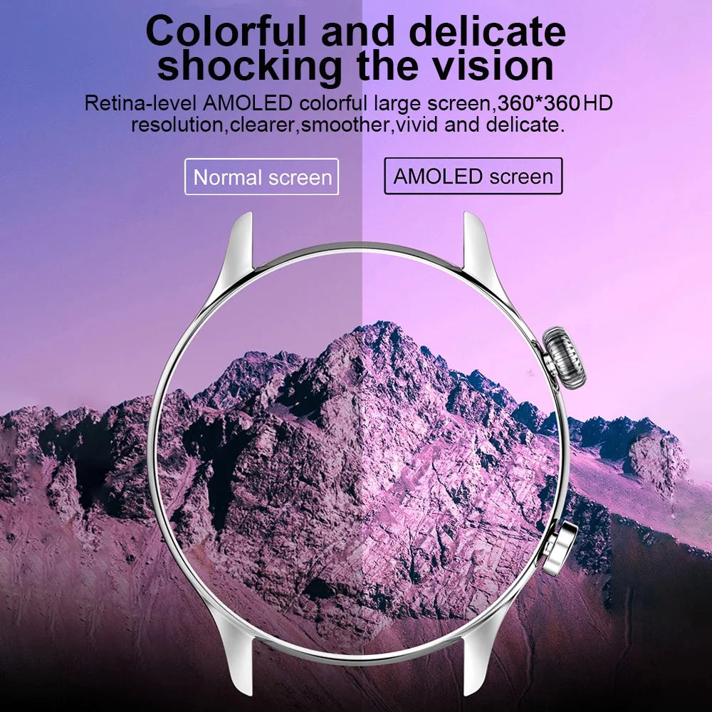 2024 New Smartwatch Women AMOLED HD Screen Always On Display Bluetooth Call IP68 Waterproof GPS Smart Men Watch For Android ios