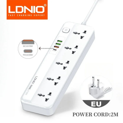 LDNIO Power Strip With 4 USB Extension Socket Plug 5 AC Outlet USB Fast Charging Charger For Phone Charge Home Network Filter 2M