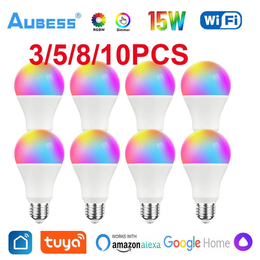 Tuya WiFi E27 B22 Smart Dimmable Bulb RGBCW 100-240V LED Smart Light Smart Life App Control Support Alexa Google Home Alice