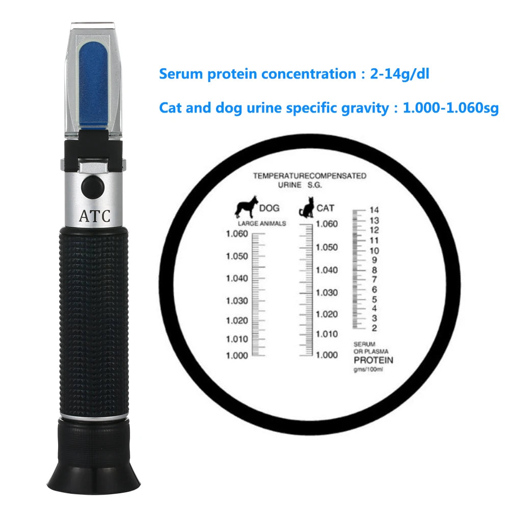 Animal Pet Refractometer Dogs Cats Urine Specific Gravity Clinical Serum Plasma Protein Hemoglobin Tester Veterinarians Tools