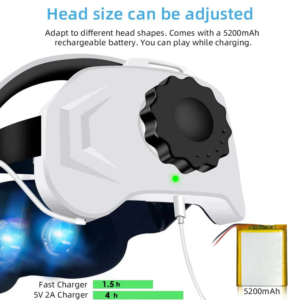 For Oculus Quest 2 VR Glasses Accessories Quest 2 Headset Rechargeable Head Strap Built-in 5200mAh Battery Quest2 Case
