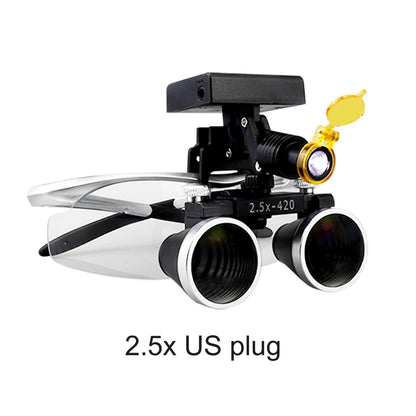 Dental Loupes Dental Magnifier Dental Lab Medical Loupes Magnification Binocular 2.5/3.5x Headlight Wireless  5W Headlamp