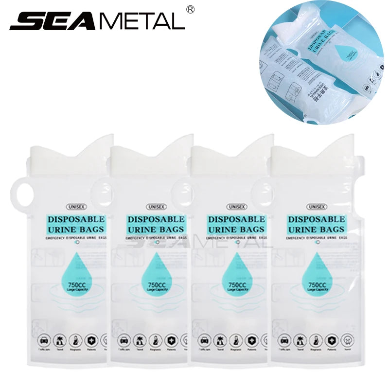 SEAMETAL 4pcs 750ml Outdoor Travel Emergency Portable Car Urinal Vomit Bags Mini Mobile Toilets Unisex Disposable Toilet Bag