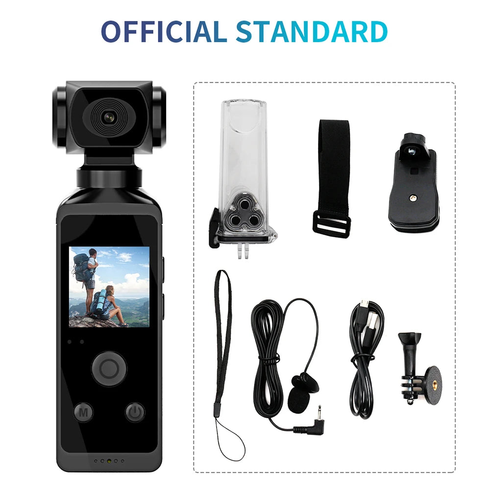 4K Ultra HD Pocket Action Camera 270° Rotatable Vlog Wifi Mini Sports Cam Waterproof Case Helmet Travel Bicycle Driver Recorder