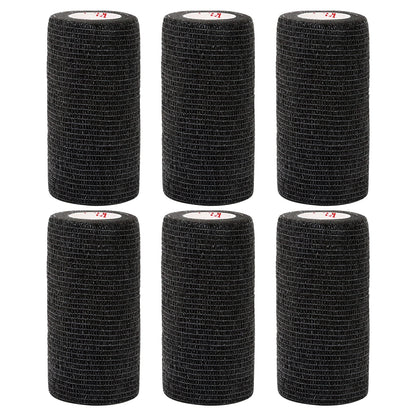 24Rolls Kindmax Self Adhesive Bandage Black, Elastic Breathable Sports Non-woven Wrap Finger Tape For Wrist Ankle First Aid