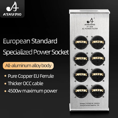 Hi-end EU Hifi Power Filter for Standard EU Socket Noise-free Audio Purifier Filter Power Conditioner with EU Outlets Strip