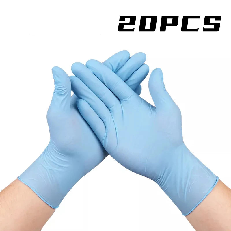 20PCS Black Nitrile Gloves Disposable Latex Gloves Kitchen Household Clean Tool Garden Household Cleaning Gloves Black Blue Pink