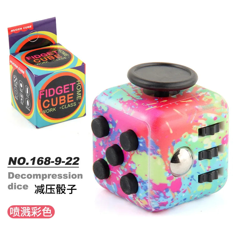 Fashion Decompression Dice Autism Adhd Anxiety Relieve Toy Adult Kids Fingertip Press Button Toys Rainbow Dice Antistress Cube