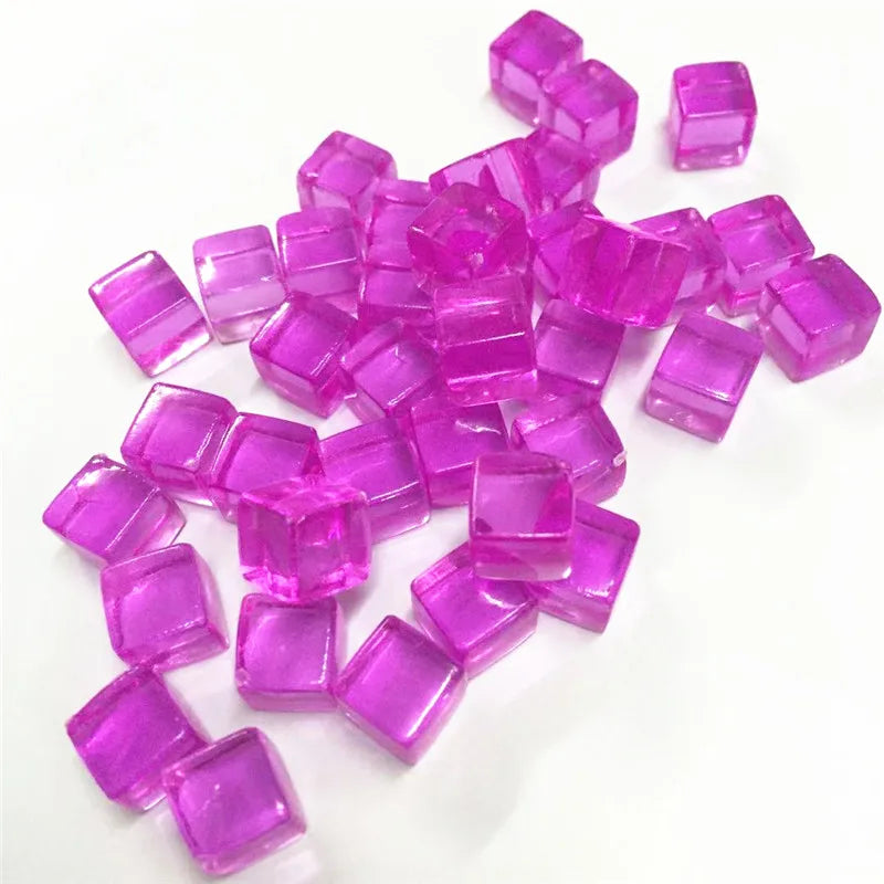 50Pcs/Set 25colors 8mm cube Clear Solid Transparent Square Colorful Crystal Dice Chess Piece Right Angle Sieve For Puzzle Game