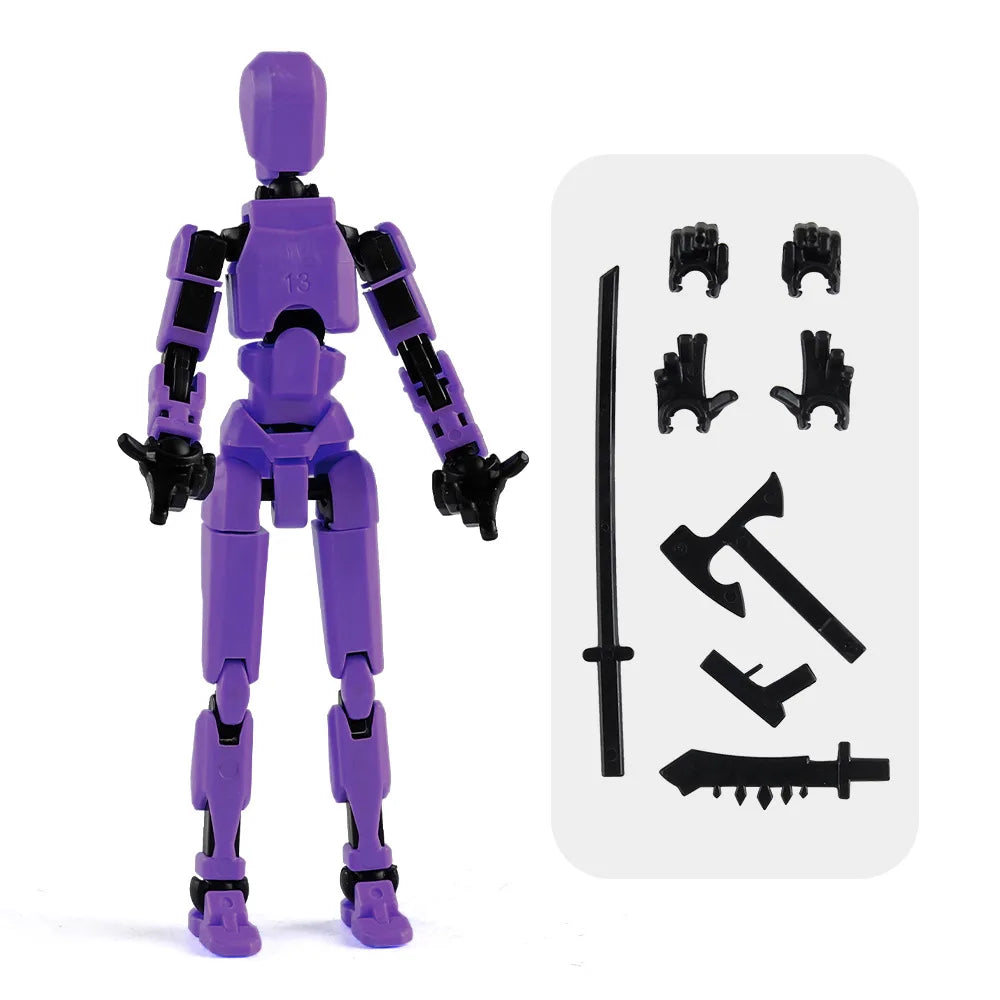 DIY Luminous T13 Multi-Jointed Movable Shapeshift Robot 3D Printed Mannequin Lucky robot and dog Action Figures Toys kids Gifts