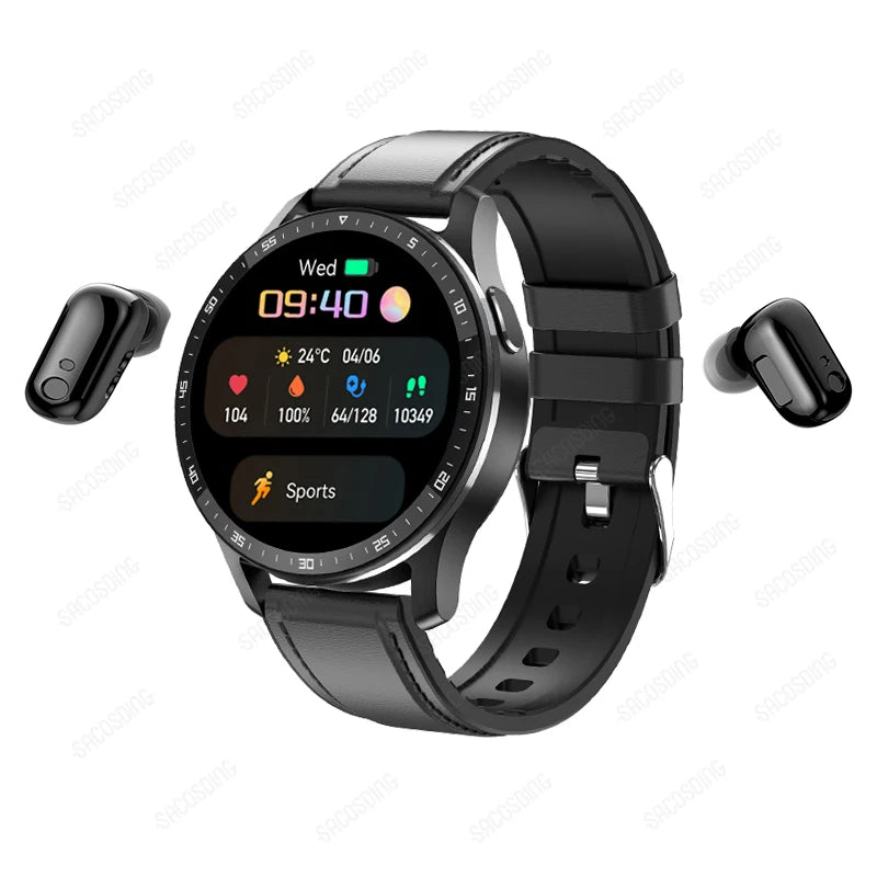 2023 New Wireless Bluetooth TWS Two In One Headset Smart Watch Men Women Healthy Sport Fitness Music Watches For Android IOS