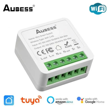 16A WiFi Tuya Smart Switch 2-way Mini Breaker Module With Energy Monitor Smart Home Control Via Alexa Google Alice SmartLife
