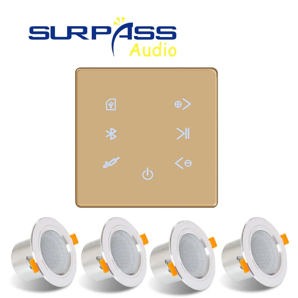 Smart Home Theater Bluetooth Wall Amplifier with Bathroom Ceiling Speakers Stereo Audio Background Music System Music Player