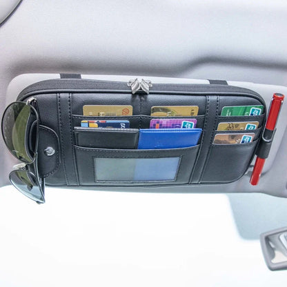 Car Sun Visor Organizer Storage Box Auto Sunglasses Clip Stowing Tidying Bag Bill Pen Card Holder CD DVD Organizer with Zipper