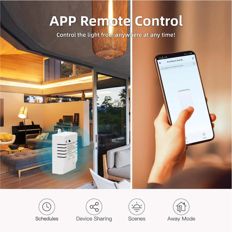 30A Tuya WiFi Smart Switch  High-Power DIY Breaker  Remote Controller Smart Home  Support Alexa Google Home Yandex Alice