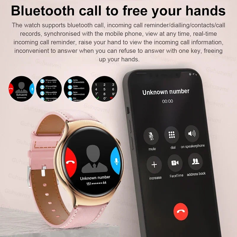 2024 New For Huawei Watch 4 Mini NFC Smart Watch Women AMOLED HD Screen IP68Waterproof Heart Rate Blood Sugar BT Call Smartwatch