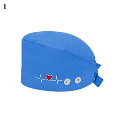 Floral Soft Hat Printing Nurse Sweat-absorbent Head Wrap Towel Surgical Anti-Dirty Pure Cotton Cap With Button Scrub Cap