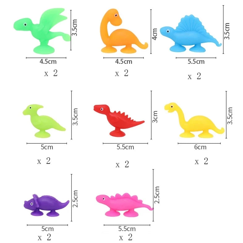 Soft Silicone Building Blocks Toy Animal Shape Suction Toy for Kids Stress Release Parent-Child Interactive Game Sucker Bath Toy