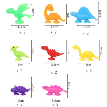 Soft Silicone Building Blocks Toy Animal Shape Suction Toy for Kids Stress Release Parent-Child Interactive Game Sucker Bath Toy