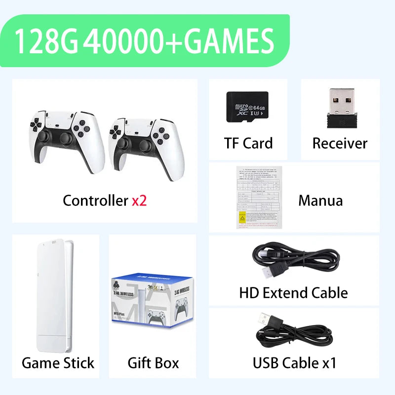 M15 Retro Game 64G 20000+ Games Retro Handheld Video Game Console Wireless Game Stick 4K Gamepads 20+ Simulators