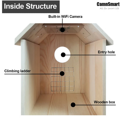 Tuya Smart Bird Watching Camera Wireless Outdoor Wild Indoor Wifi Bird Nest HD 4MP Lens Natural Wooden House for Christmas Gift