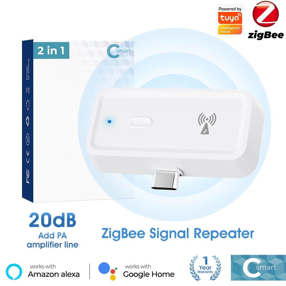 Tuya ZigBee Signal Repeater Type C Amplifier Extender Smart Home Automation Devices Works with ZigBee Gateway Hub Smart Life APP