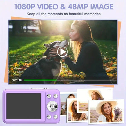 W&O Q3 48MP 1080P Mini Kids Digital Photo Camera 16X Zoom Point and Shoot Vlogging Cameras Vintage Portable Video Photocamera