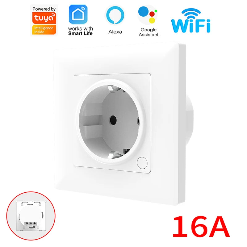 Tuya Mobile phone remote control switch, air conditioning water heater, TV 16A intelligent WiFi socket, 86 type panel