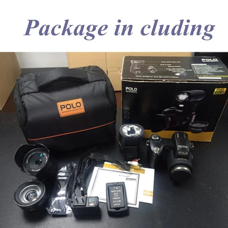 1080P 2024 HD Video Camera D7200 POLO Digital Camera 33MP DSLR Camera With 24X Telephoto Lens Professional Digital Camera