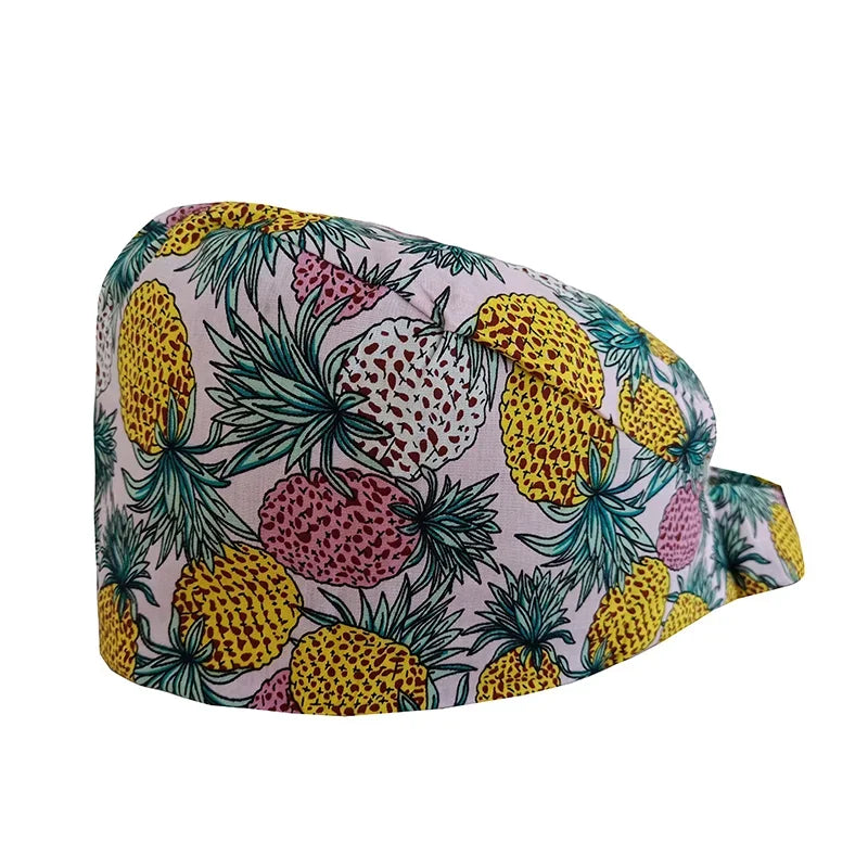 Cartoon Printed Women's Surgical Cap, 100% Pure Cotton Dental Cap, Beauty Salon Breathing and Cleaning Cap, Laboratory Work Cap