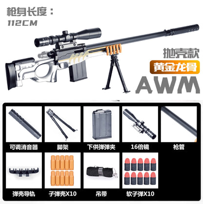 DIY Sniper Rifle Soft Bullets with Scope Manual Shell Ejection Toy Gun Outdoor Cs Game Prop Toy for Adult Boys Birthday Gift