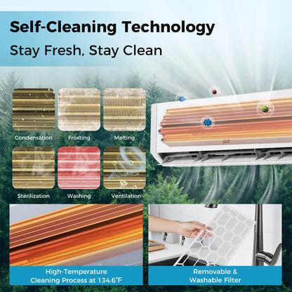 36K BTU 4 Zone 9K 12K BTU 21.5 SEER2 Mini Split Air Conditioner Work with Alexa