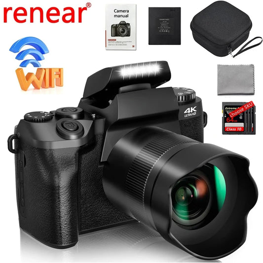 64MP Digital Camera 4K HD DSLR Camcorder Auto Focus 4.0 Inch Touch Screen Youtube Livestream Webcam For Entry-level Camera